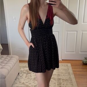 Free People Red & Black Mini Dress Size XS